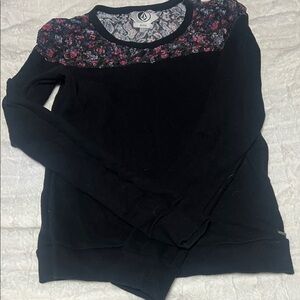 Volcom Black Floral Lace Sweater